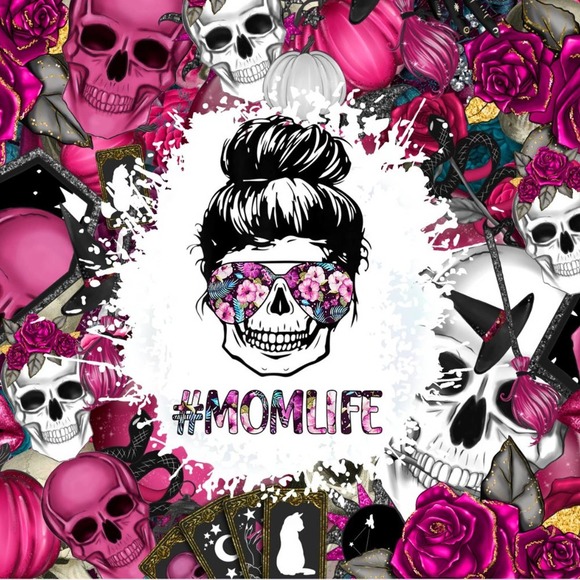 Skull Mom Life 20oz Tumbler With Metal Straw - Picture 3 of 3